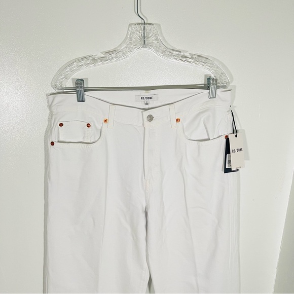 NWT RE/DONE Mid-Rise Palazzo Jeans White Wide-Leg Denim Boho Size 29 Festival - Picture 6 of 10